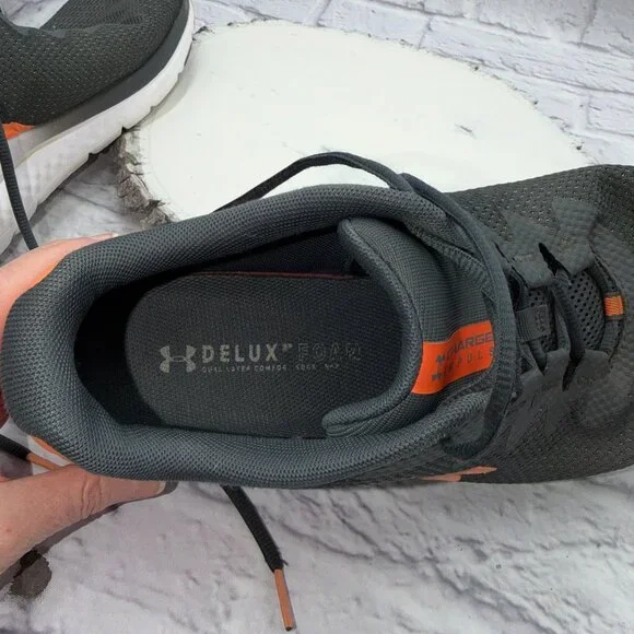 Under Armour Charged Impulse Running Shoes Men's 13 Gray Orange Athletic Sneaker - Picture 9 of 11